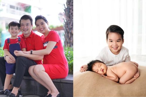 Diễn viên Lê Khánh khoe ảnh hai nhóc tỳ giống bố như đúc, thắc mắc hỏi chồng: 'Còn phiên bản của em đâu?'