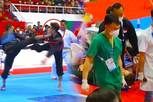 Võ sĩ bị đánh gãy răng, nằm cáng rời sân vẫn giành HCV SEA Games
