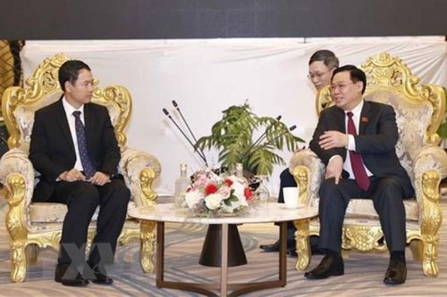 Chủ tịch Quốc hội Vương Đình Huệ tiếp Chủ tịch Kiểm toán Nhà nước Lào