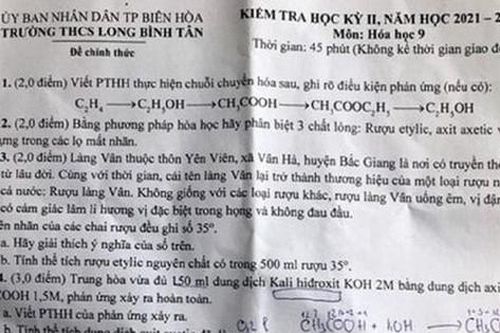 Đề kiểm tra có nội dung quảng bá rượu: Phòng GD&ĐT yêu cầu nhà trường rà soát, xác minh