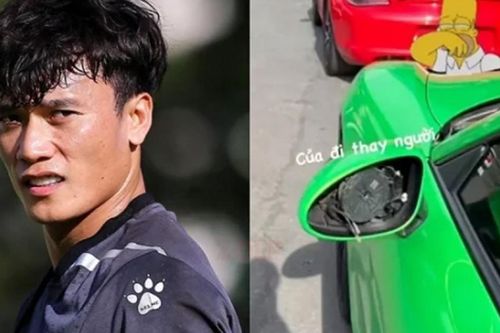 Thủ môn Bùi Tiến Dũng 'khóc ròng' vì Porsche 718 Cayman mất gương