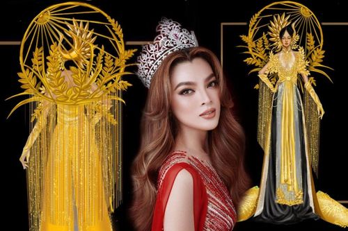 Cận cảnh trang phục dân tộc lấy ý tưởng từ cây lúa mà Trân Đài diện tại Hoa hậu Chuyển giới Quốc tế