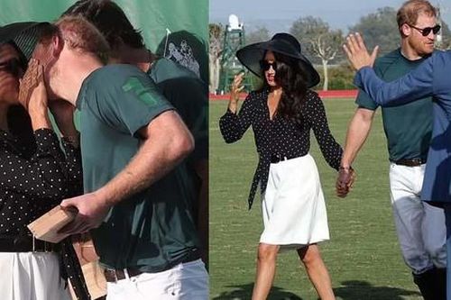Công nương Meghan và Hoàng tử Harry hôn môi ngọt ngào trên sân đấu polo