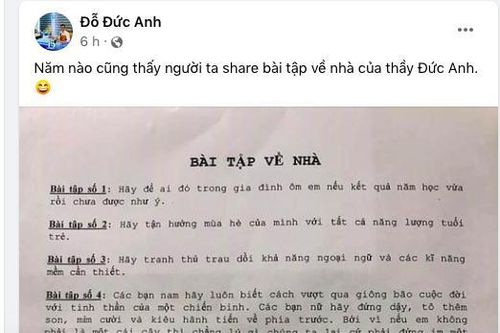 Sáu bài tập về nhà dịp nghỉ hè của thầy giáo ở TP Hồ Chí Minh gây sốt cộng đồng mạng