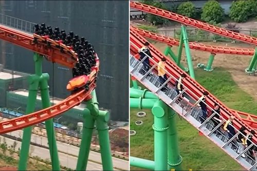 Tàu lượn siêu tốc gặp sự cố, 18 người mắc kẹt ở độ cao 77m