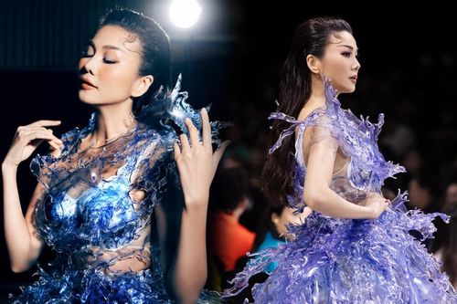 'Đệ nhất vedette' Thanh Hằng tạo cơn địa chấn thời trang với chiếc váy 10 kg bằng nhựa vụn tái chế