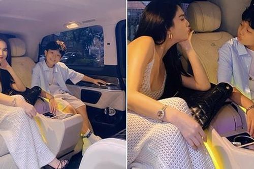 Con trai Ngọc Trinh, Vũ Khắc Tiệp tạo dáng nhí nhố bên mẹ trên siêu xe sang chảnh