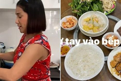 'Bà mối' Cát Tường đảm đang làm cả mâm cơm và mồi nhậu hấp dẫn