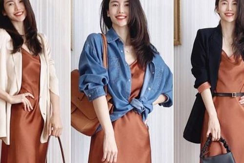 Chiêu mix đồ hack eo thon bụng phẳng với váy lụa