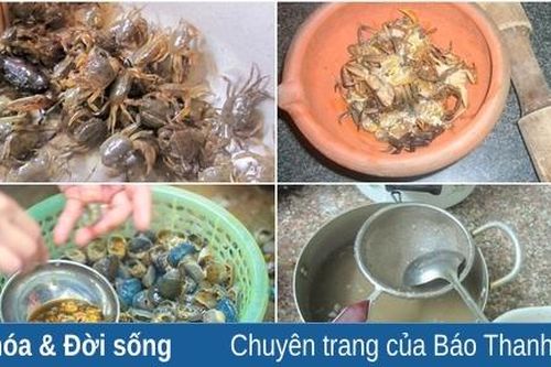 Cua đồng nấu lá vông vang