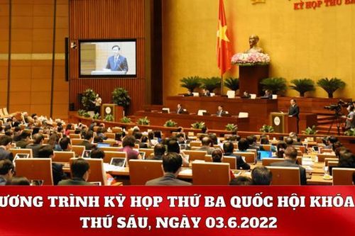 Kỳ họp thứ Ba, Quốc hội Khóa XV: Chương trình làm việc ngày 3.6.2022