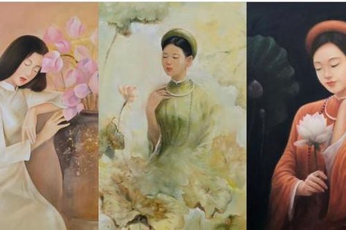 Bộ tranh thiếu nữ và hoa sen làm mê đắm lòng người của chàng họa sĩ Bắc Giang