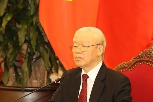 Hình ảnh Tổng Bí thư hội đàm trực tuyến với Tổng thống Mozambique