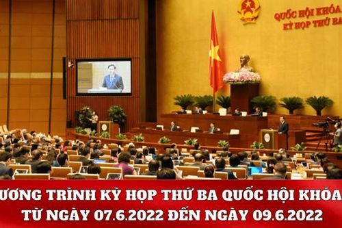 Kỳ họp thứ Ba, Quốc hội Khóa XV: Chương trình làm việc từ ngày 7.6 đến hết ngày 9.6