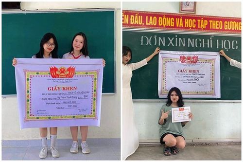 Học trò đu trend giấy khen 'siêu to khổng lồ' trong ngày bế giảng