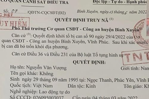 Truy nã nghi phạm giết người đặc biệt nguy hiểm ở Vĩnh Phúc