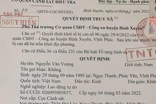 Truy nã kẻ giết người đặc biệt nguy hiểm