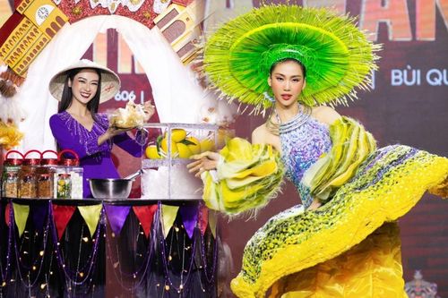 Khoảnh khắc gây lú ở đêm quốc phục: Bùi Quỳnh Hoa rắc bụi vàng, Thúy Quỳnh trộn bánh tráng trên sân khấu