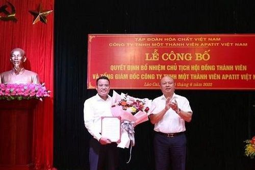 Bổ nhiệm Chủ tịch Hội đồng thành viên và Tổng giám đốc Công ty TNHH MTV Apatit Việt Nam