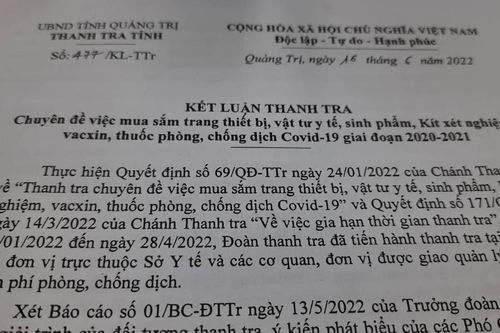 Thanh tra Quảng Trị chỉ ra bất thường trong việc mua kit test Việt Á