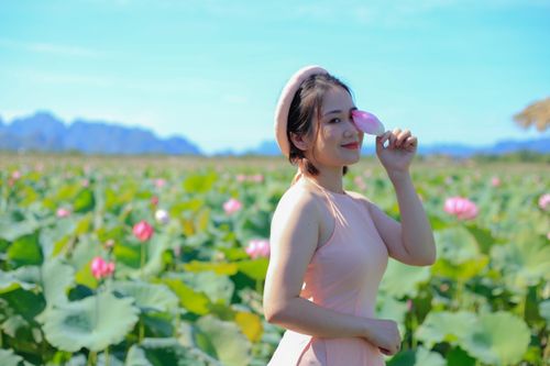 Nóng 38 độ C, giới trẻ vẫn đổ đi chụp ảnh ở đầm sen