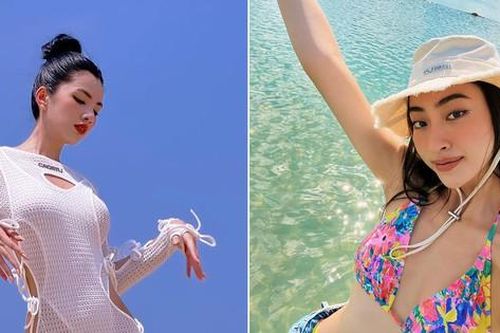 Cẩm Đan diện váy đục lỗ lạ mắt khoe dáng sexy, Lương Thùy Linh nóng bỏng với bikini