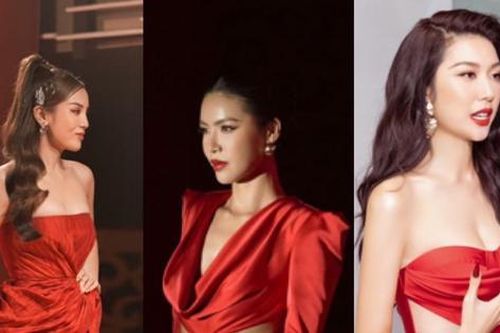 Hoa hậu Kỳ Duyên, Á hậu Thúy Vân, siêu mẫu Minh Tú đọ dáng với tông đỏ rực