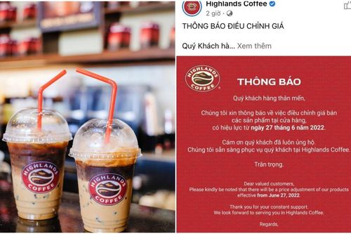 Nóng nhất hôm nay: Highlands Coffee thông báo tăng giá bán, dân tình phản ứng khác nhau.