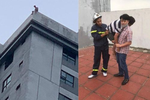Hà Nội: Cứu thành công người đàn ông nằm vắt vẻo trên nóc chung cư tầng 40