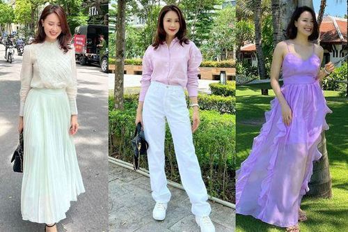 Diện đồ màu pastel dễ sến, nhưng Hồng Diễm lại mặc đẹp miễn chê