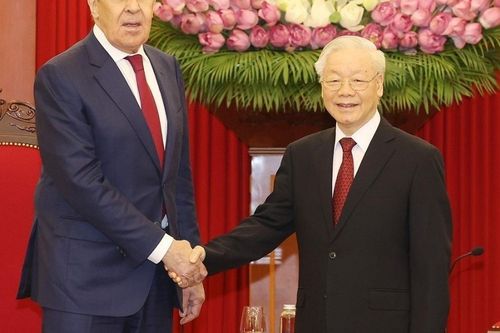 Tổng Bí thư Nguyễn Phú Trọng tiếp Ngoại trưởng Nga Sergei Lavrov