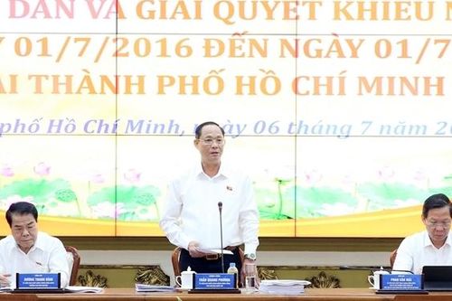 Phó Chủ tịch Quốc hội, Thượng tướng Trần Quang Phương chủ trì làm việc với TP. Hồ Chí Minh về tiếp công dân và giải quyết khiếu nại, tố cáo