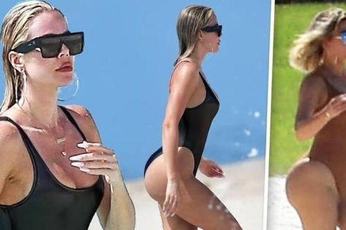 Khloe Kardashian 'bốc lửa' với áo tắm cắt khoét giữa tin có con thứ 2 với tình cũ phản bội