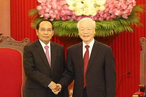 Tổng Bí thư tiếp Thường trực Ban Bí thư, Phó Chủ tịch nước Lào