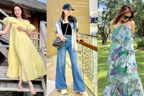 Tham khảo 10 outfits đi du lịch đẹp của Hồng Diễm