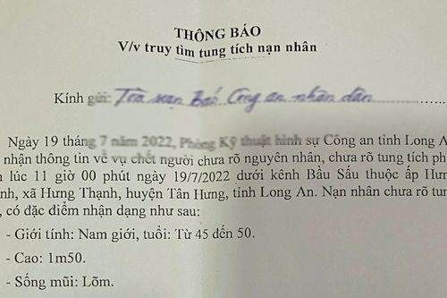 Tìm thân nhân người đàn ông chết trên kênh Bầu Sấu