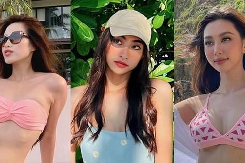 Hoa hậu Đỗ Thị Hà, Thùy Tiên, Lương Thùy Linh đẹp không góc chết với trang phục bikini