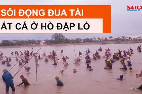 Sôi động đua tài bắt cá ở hồ Đập Lổ