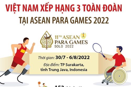Việt Nam xếp hạng 3 toàn đoàn tại ASEAN Para Games 2022