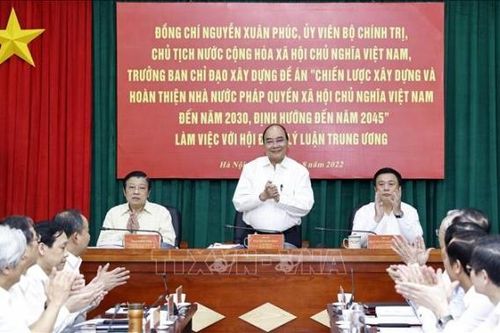 Chủ tịch nước Nguyễn Xuân Phúc làm việc với Hội đồng Lý luận Trung ương về Đề án xây dựng Nhà nước pháp quyền