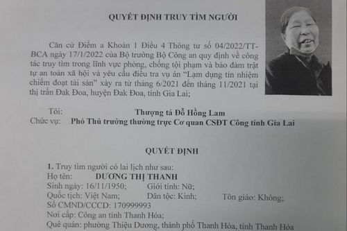 Truy tìm người phụ nữ 72 tuổi vay 19 tỷ đồng rồi bỏ trốn