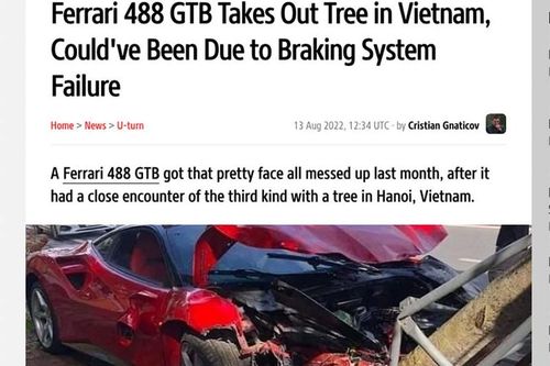 Báo Tây đưa tin vụ tai nạn Ferrari 488 GTB 'nát đầu' ở Hà Nội
