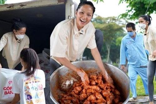 H'Hen Niê để mặt mộc, đi dép tổ ong làm từ thiện