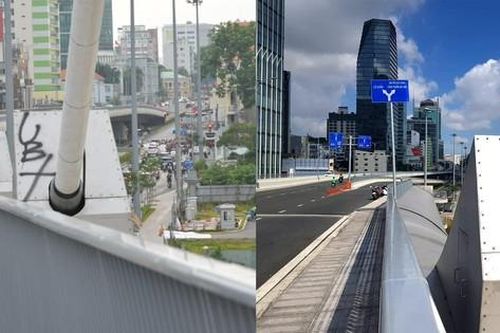 Hình ảnh cầu Thủ Thiêm 2 sau khi xóa những nét vẽ bẩn nhằng nhịt