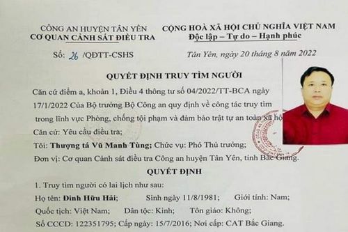 Công an Bắc Giang đã bắt được đối tượng có hành vi giết người