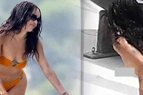 Nữ diễn viên Zoe Kravitz lộ ngực trần ở biển