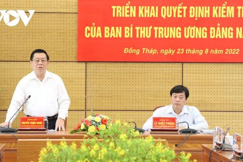 Đoàn Kiểm tra của Ban Bí thư làm việc với Ban Thường vụ Tỉnh ủy Đồng Tháp