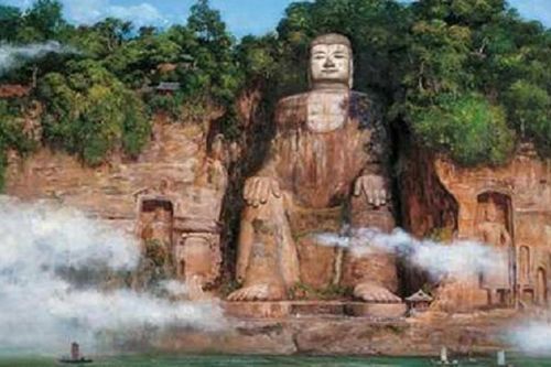 Tượng đá lớn nhất thế giới ở Trung Quốc lộ diện hoàn toàn do hạn hán kéo dài