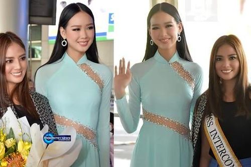 Á hậu Bảo Ngọc nổi bật với chiều cao 1m85 khi mặc áo dài ra sân bay đón Hoa hậu Liên lục địa 2021