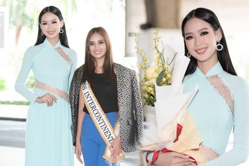 Bảo Ngọc diện áo dài, chiều cao 1m85 liệu có lấn át Miss Intercontinental 2021 tại sân bay?